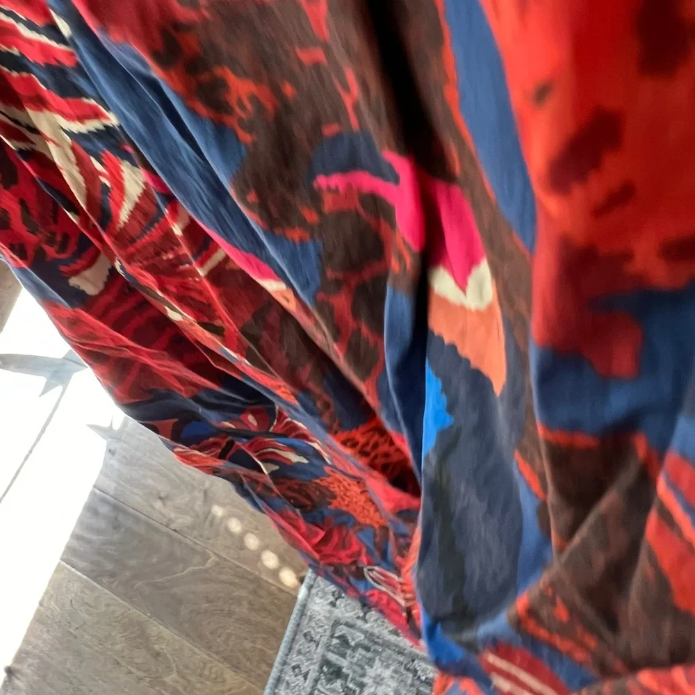 Farm Rio Bold Tropical Print V-Neck Maxi Dress - Red & Blue - Picture 5 of 12